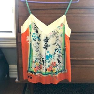 Maeve silk cami with coral base and floral print. Never worn.